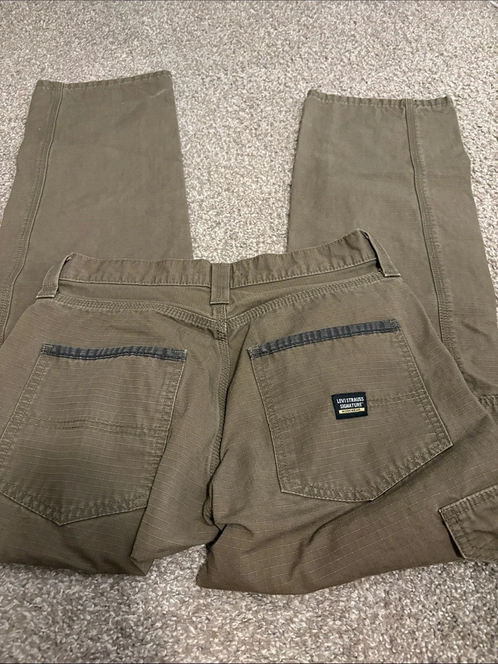 Men's Olive Utility Cargo Pants with Side Flap Pocket